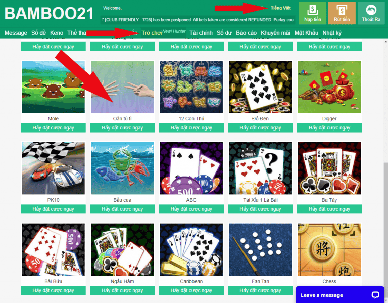 ĐĂNG NHẬP CHƠI GAME OẲN TÙ TÌ TẠI BAMBOO21