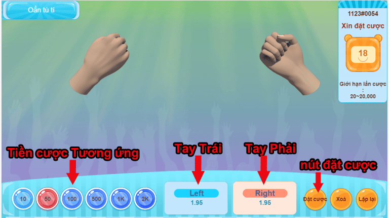 GIAO DIỆN CHƠI GAME OẲN TÙ TÌ TẠI BAMBOO21